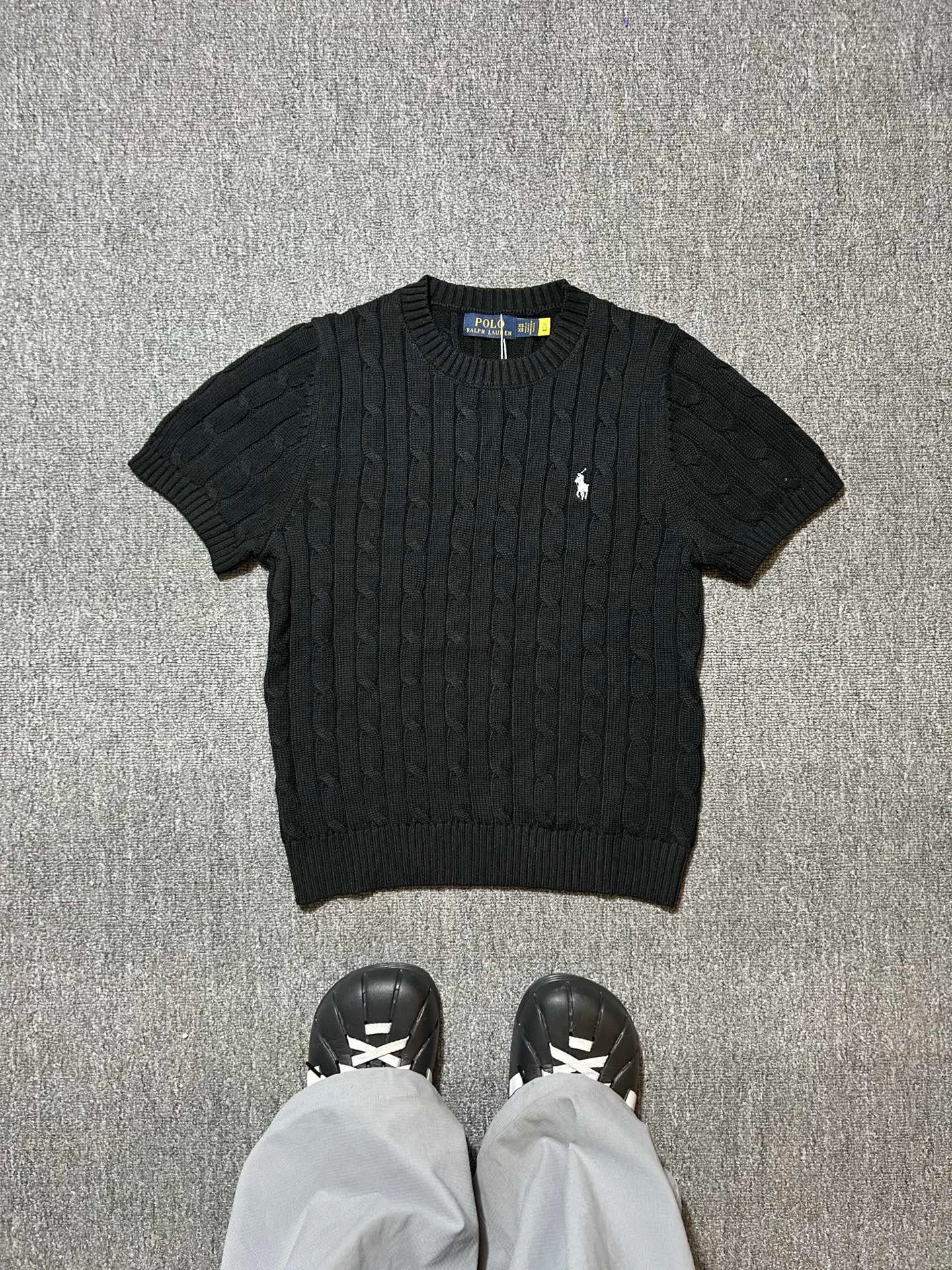 P160 Polo Ralph Lauren SS23 solid color logo embroidered sweater, official website logo on the collar. Scan the QR code to enter the official website and compare the quality at will. Size: XS-L